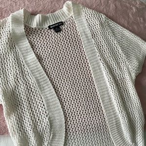 netted creamy white cropped cardigan- size small